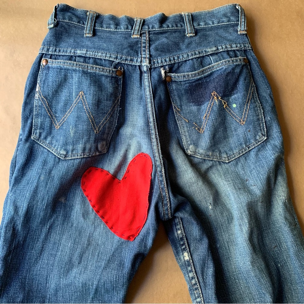 Vintage Wrangler Blue Bell Jeans Embroidered Flare XS 24x29